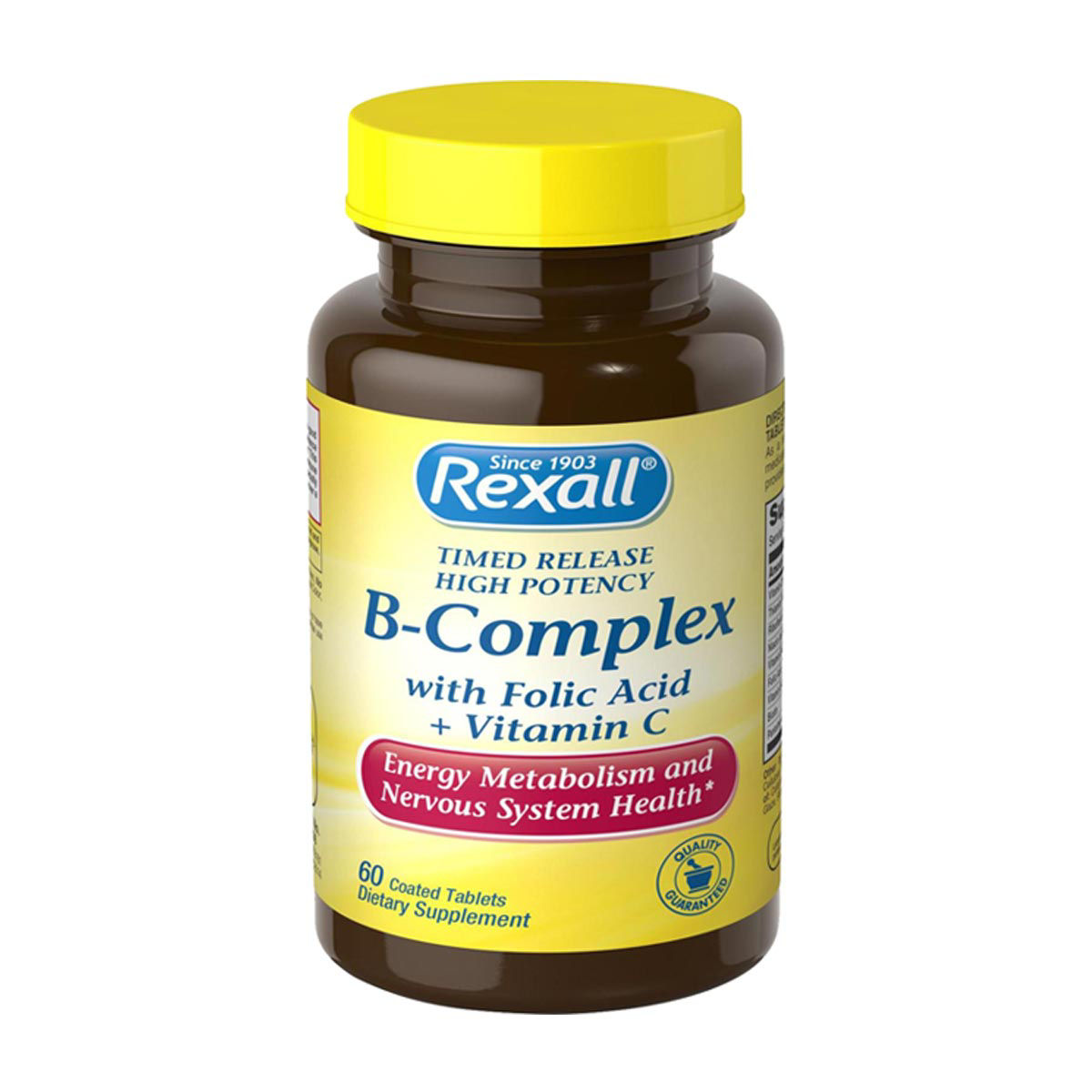 Rexall-Timed-Release-High-Potency-B-Complex-with-Folic-Acid-+-Vitamin-C-Coated-Tablets,-60-ct