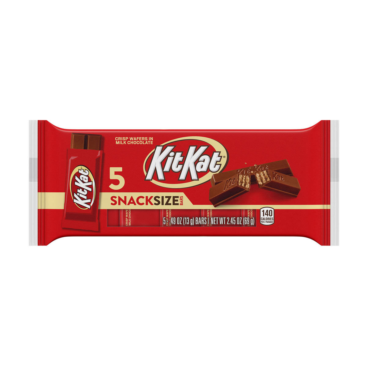 Kit Kat Milk Chocolate Wafer Candy Bars, Snack Size, 0.49 oz - 5 ct