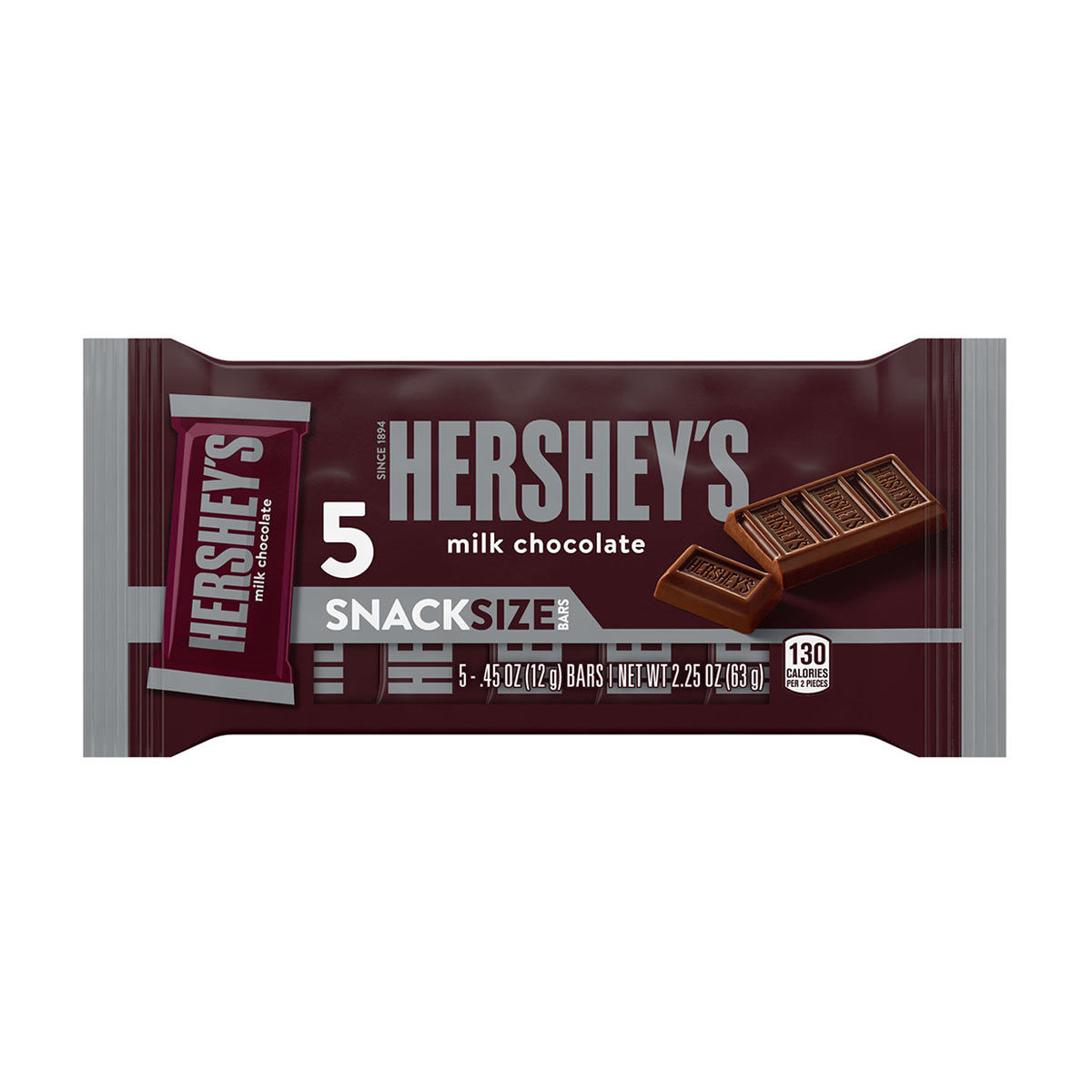 Hershey's Milk Chocolate Candy Bars, Snack Size, 0.45 oz - 5 ct