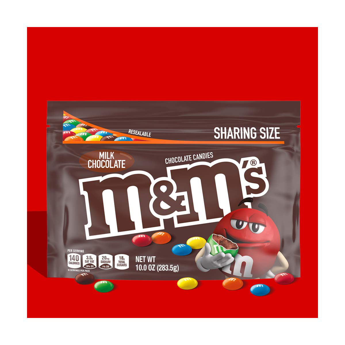 M&M's Milk Chocolate Candy, Sharing Size Bag, 10 Oz