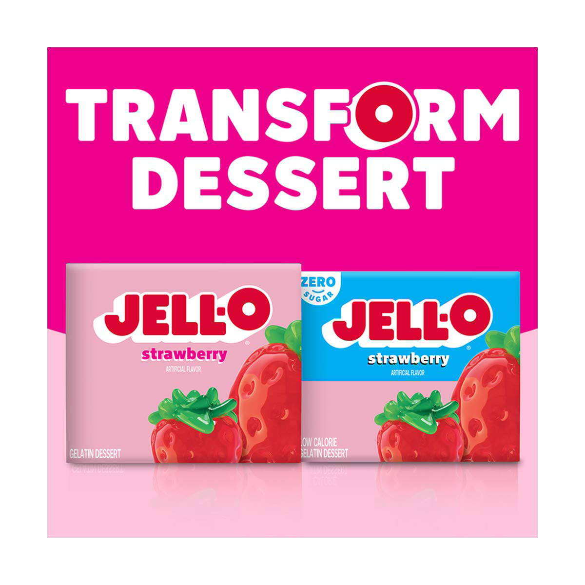 Jell O Strawberry Artificially Flavored Gelatin Dessert Mix, 20 oz Box