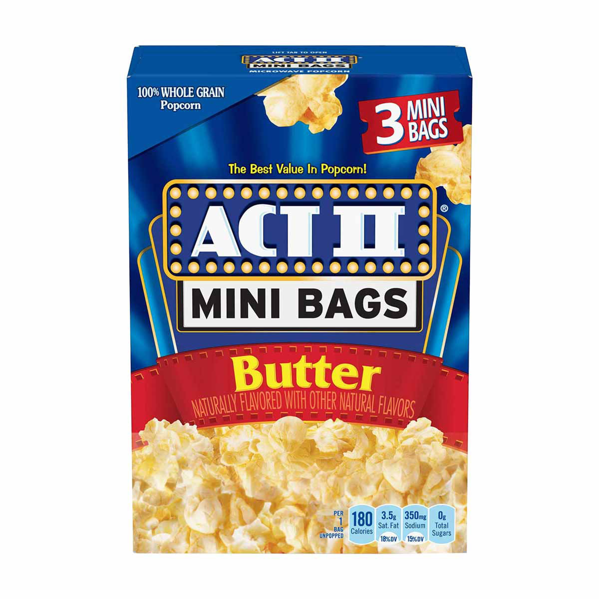 Act Ii Butter Microwave Popcorn, 3-Count 1.6 Oz. Mini Bags