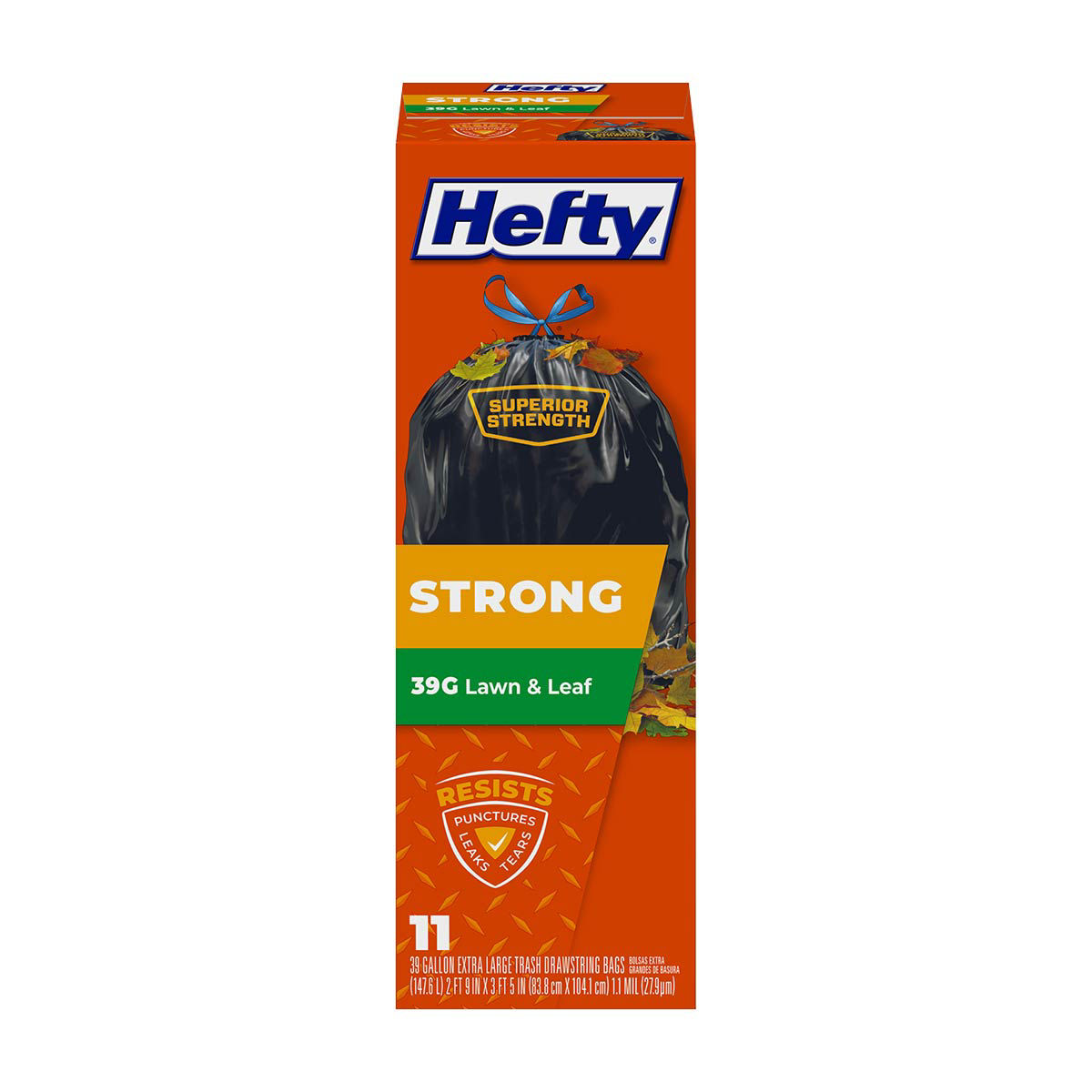 Hefty Strong Lawn u0026 Leaf Trash Bags, 39 Gallon, 11 Count