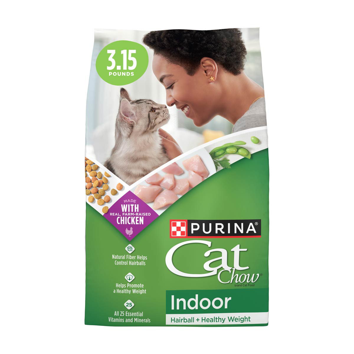 Purina Cat Chow Indoor Hairball Healthy Weight Dry Cat Food 3.15 lbs