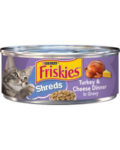 Purina Friskies Gravy Wet Cat Food Shreds Turkey Cheese Dinner