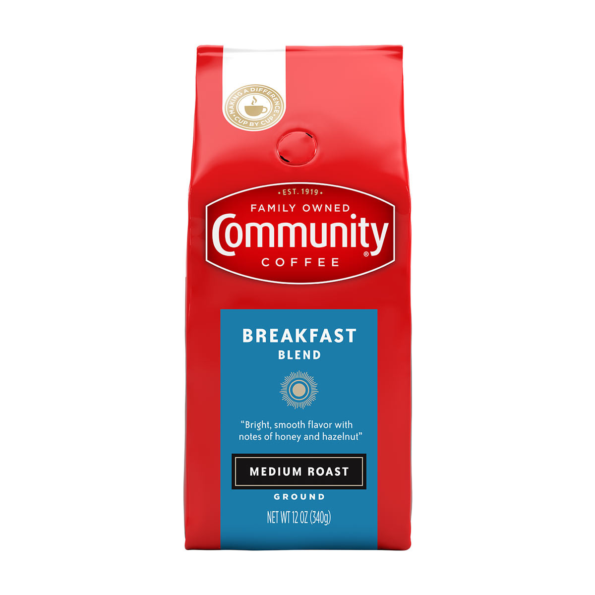 Community Coffee Breakfast Blend Medium Roast Ground, 12 oz Bag