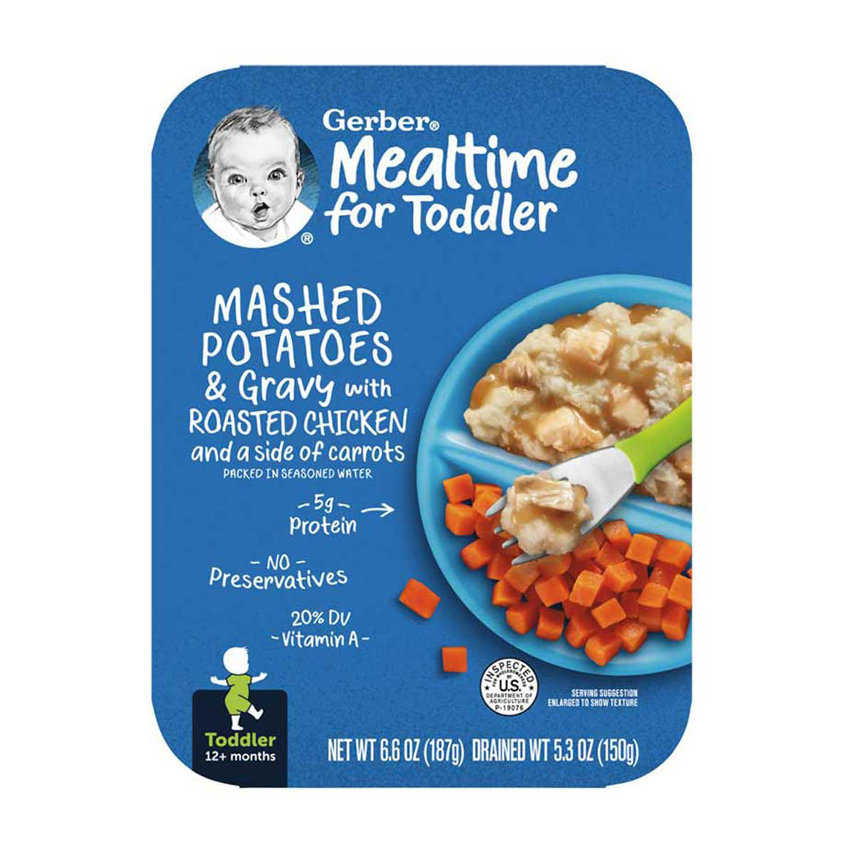 Gerber Mealtime for Toddler Mashed Potatoes & Gravy with Roasted Chicken and Carrots, 6.6 oz