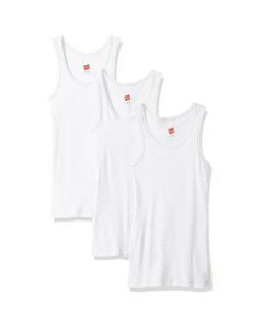 Hanes Mens White Tanks, 3 pack M