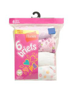 Hanes Girls Briefs - Assorted Colors & Styles, 6 Pack - Size 10