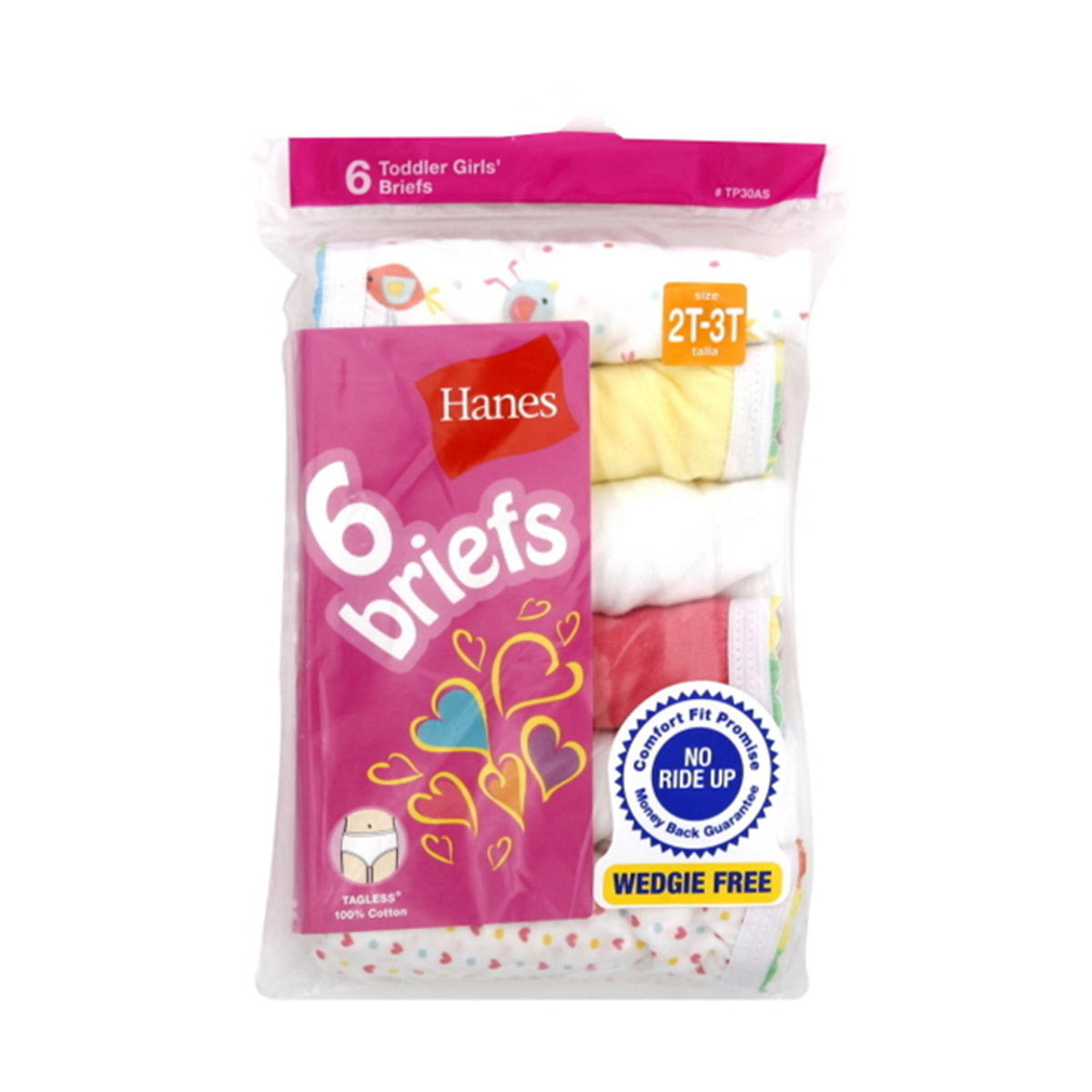 Hanes® Toddler Girls' Tagless® Briefs - Assorted Colors, 4 / 6 pk