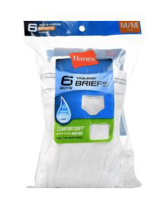 Hanes Boys' White Briefs Value