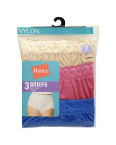 Hanes Women's Nylon Briefs- Assorted Colors, 3 Pack - Size 10