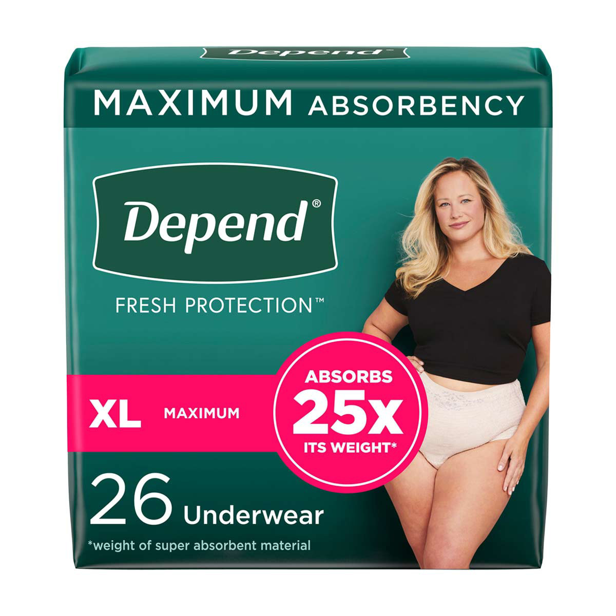 Depend Fit-Flex Adult Incontinence Underwear for Women - XL, 26 ct