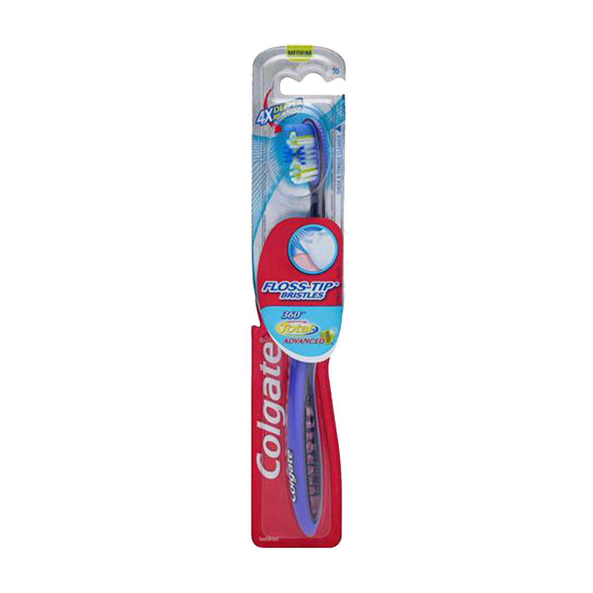 Colgate 360° Advanced Floss-Tip Bristles Toothbrush, Medium