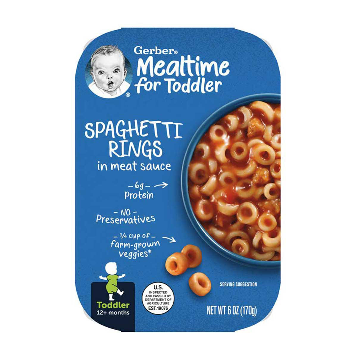 Gerber Mealtime for Toddler Spaghetti Rings in Meat Sauce, 6 oz