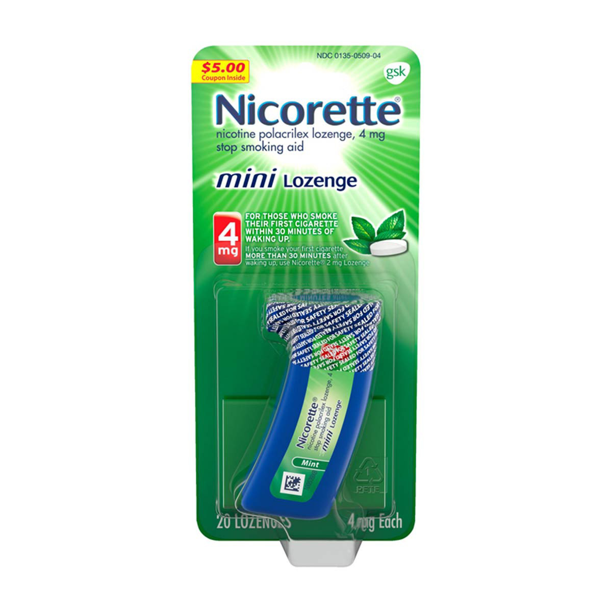 Nicorette 4mg Mini Nicotine Lozenges to Quit Smoking - Mint Flavored Stop Smoking Aid, 20 Count