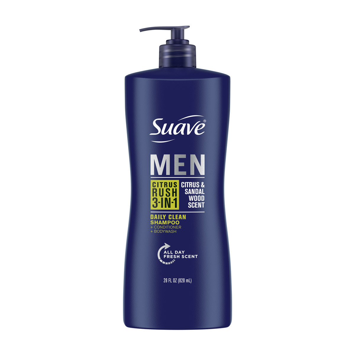 Suave Men 3-in-1 Shampoo, Conditioner & Body Wash, Citrus Rush, 28 fl oz