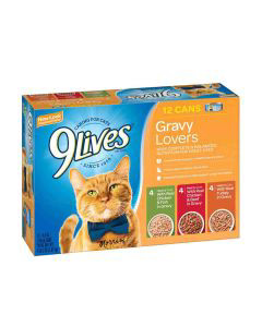 9 Lives Gravy Favorites Wet Cat Food Variety Pack 5.5 Ounce Cans 12 Count