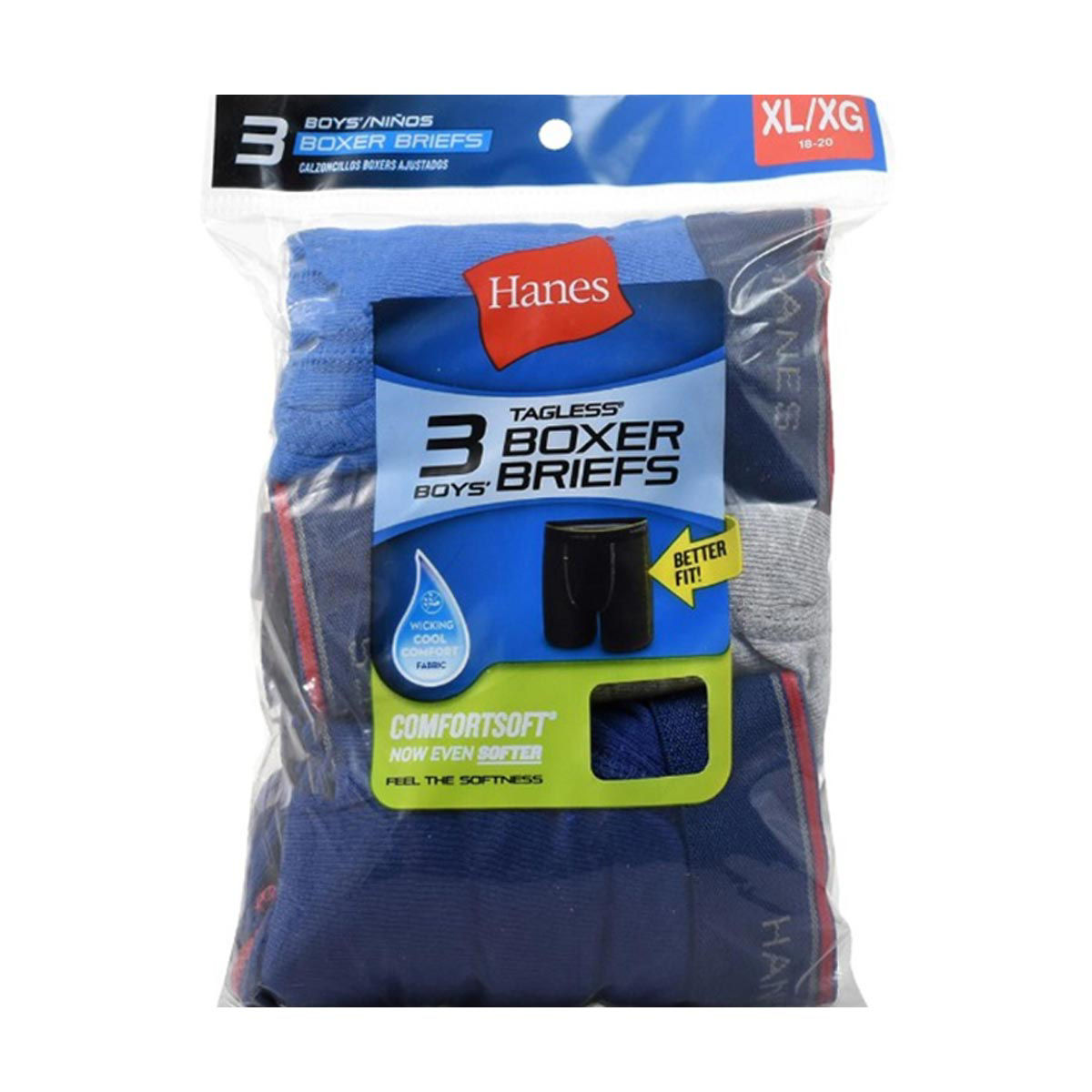 Hanes Sport Boxer Brief Boys Size Extra-Large, 3 ct