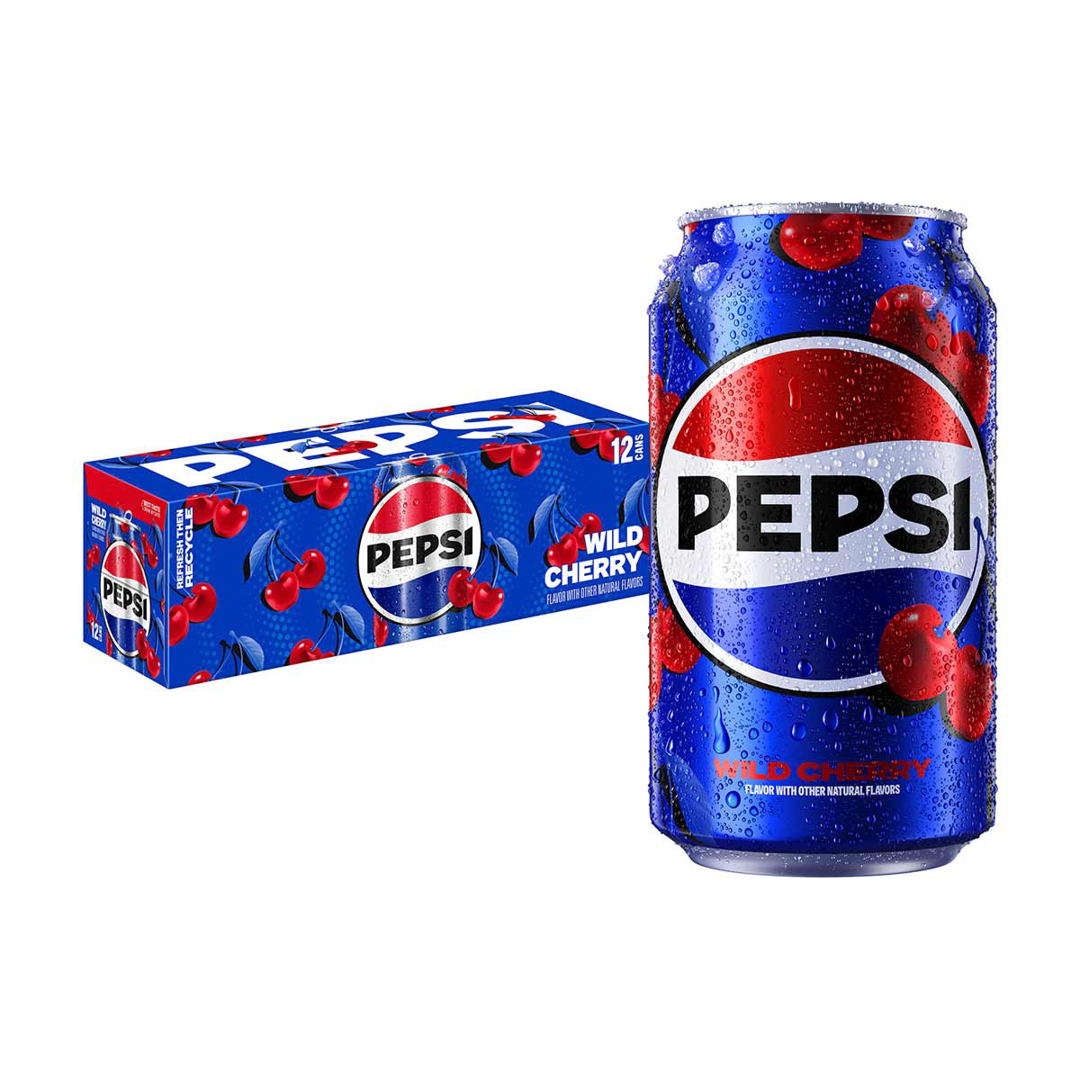 Pepsi Wild Cherry Cola Soda 12 Oz Cans, 12 Pack