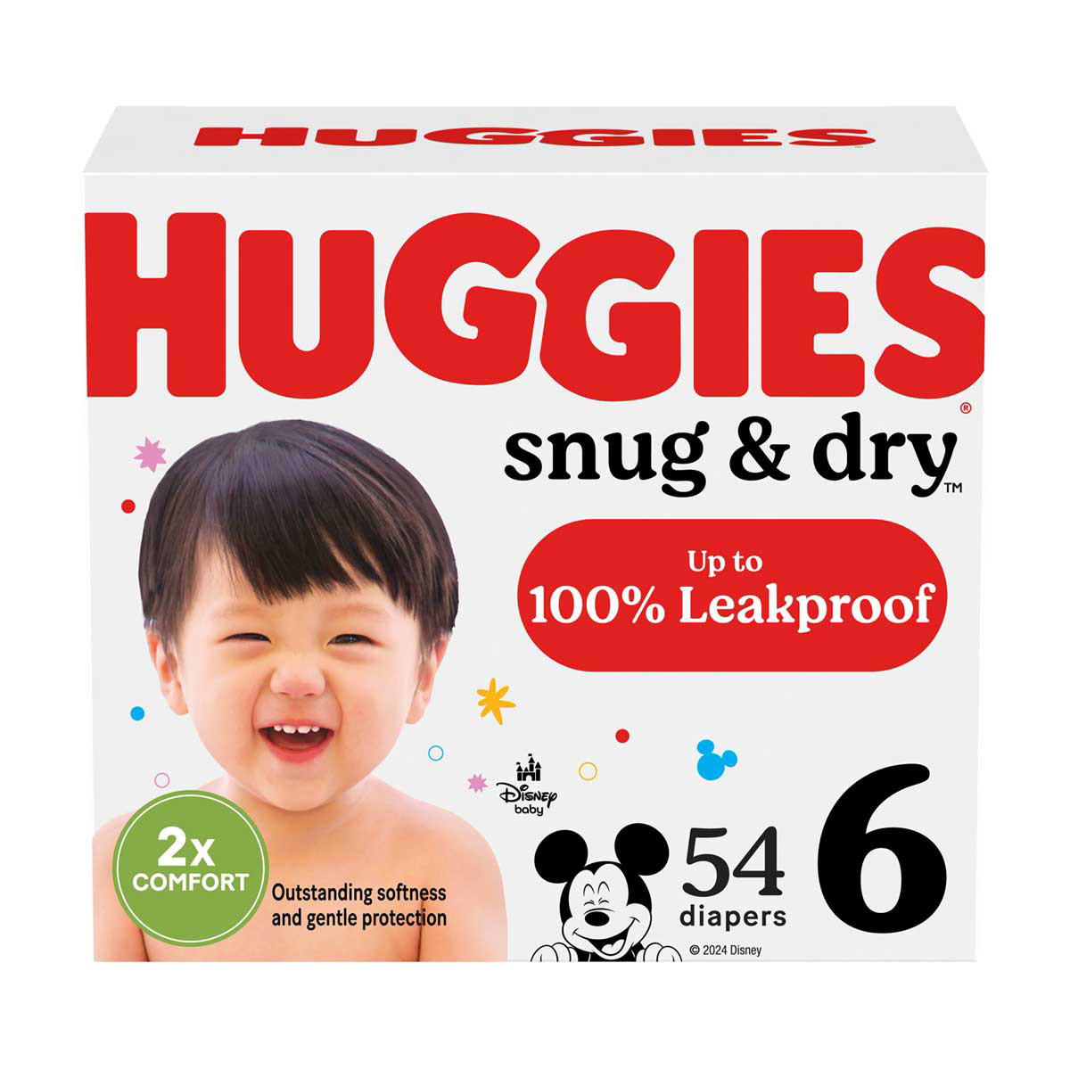 Huggies Snug & Dry Baby Diapers, Size 6 fits 35+ lbs - 54 ct