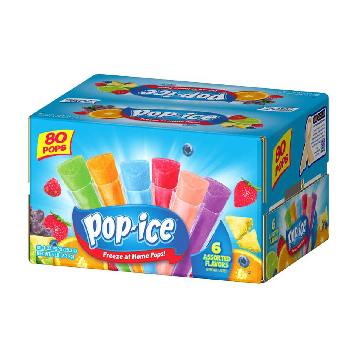 Pop Ice Assorted Freezer Pops, 1.0 oz, 80 ct