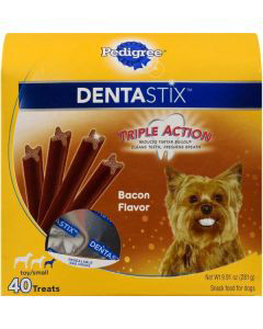 Pedigree Dentastix Bacon Flavored Triple Action Treats for Small Dogs 40 ct