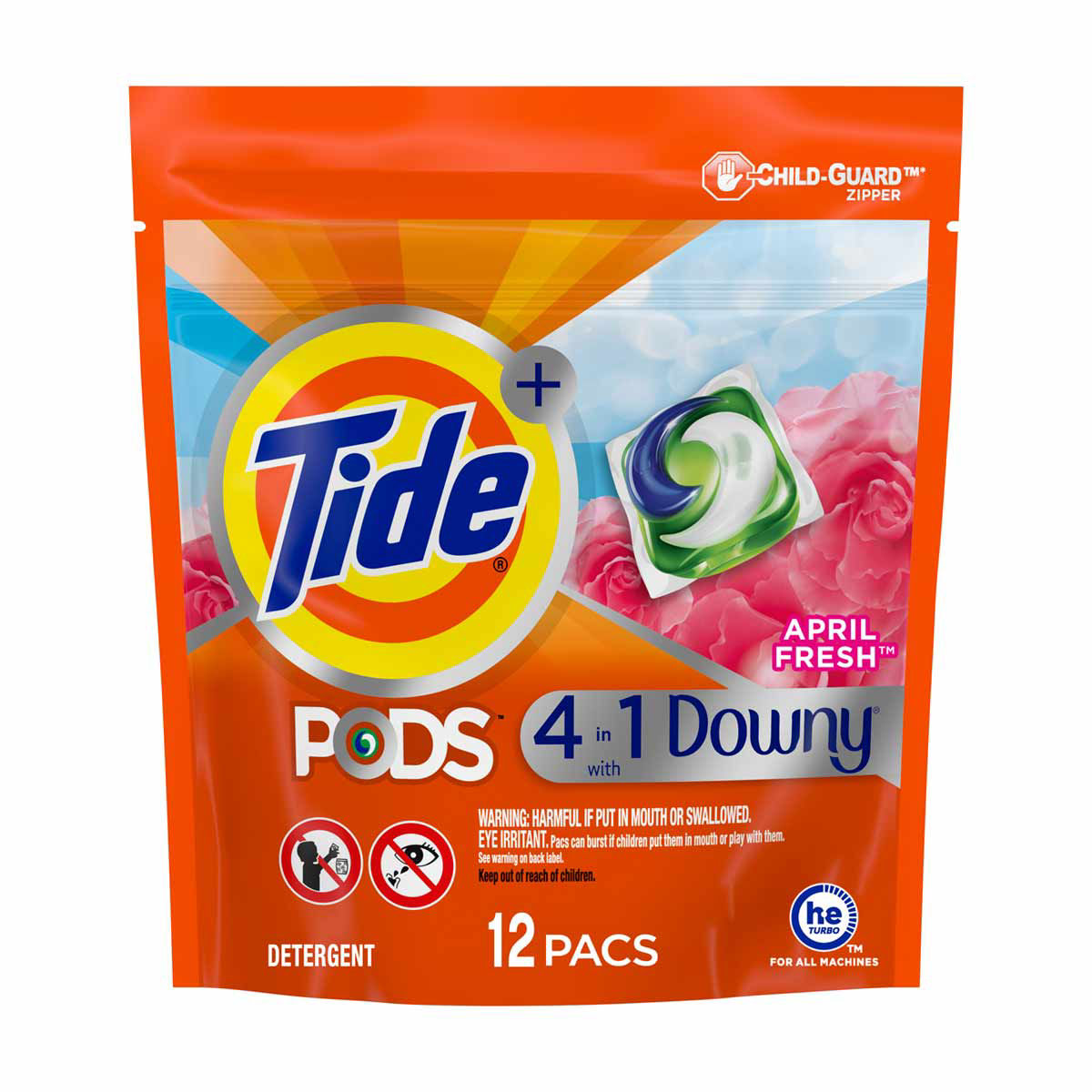 Tide Pods With Downy Liquid Laundry Detergent Pacs April Fresh, 12 Ct