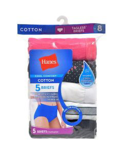 Hanes Womens Plus-Size Women's 5 Pack Core Cotton Extended Size Brief  Panty- Assorted