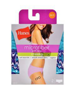 Hanes Micro Lace Cheeky Ladies Size 6, 2ct