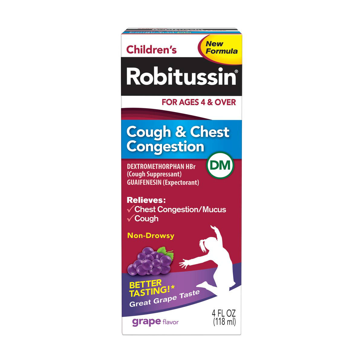 Robitussin Children's Grape Cough & Chest Congestion Relief Syrup, 4 Fl Oz Box