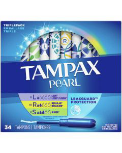 Tampax Pearl Tampons, Light/Regular/Super Absorbency With