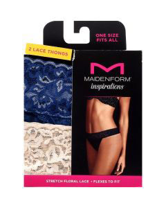 Hanes Maidenform Lace Thong 2 Ct