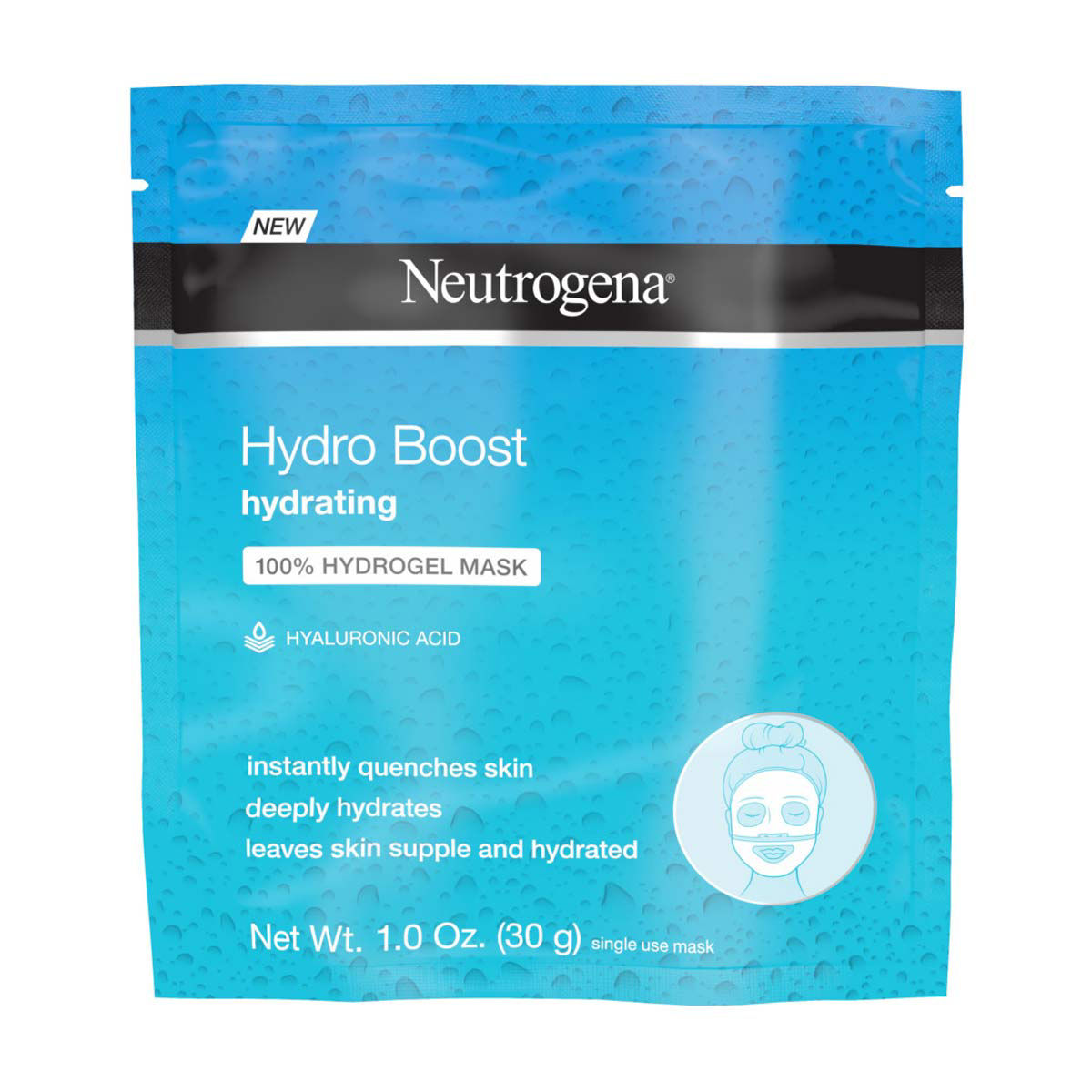 Neutrogena Hydro Boost Moisturizing & Hydrating 100% Hydrogel Sheet Mask, Face Mask for Dry Skin with Hyaluronic Acid, Gentle & Non-Comedogenic, 1 oz