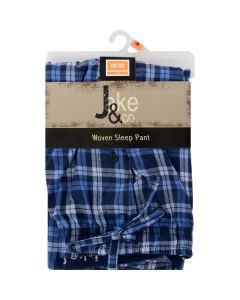 Jake Co Men s Blue Plaid Woven Sleep Pant Medium 1 ct