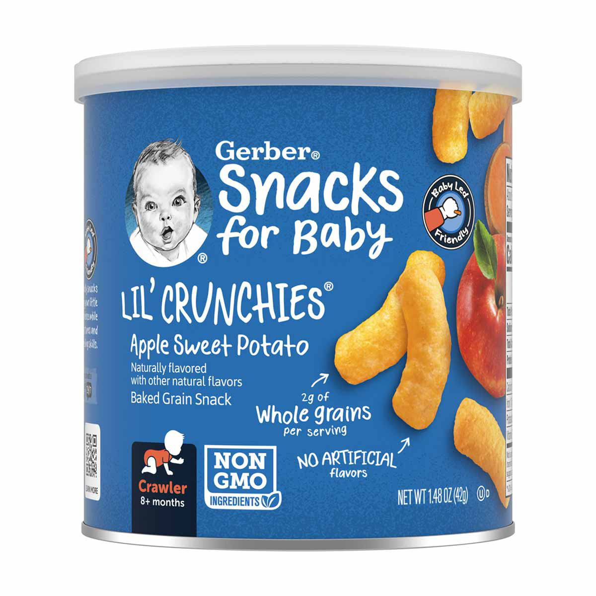 Gerber Snacks for Baby Lil Crunchies Apple Sweet Potato Puffs, 1.48 oz Canister, 1 ct