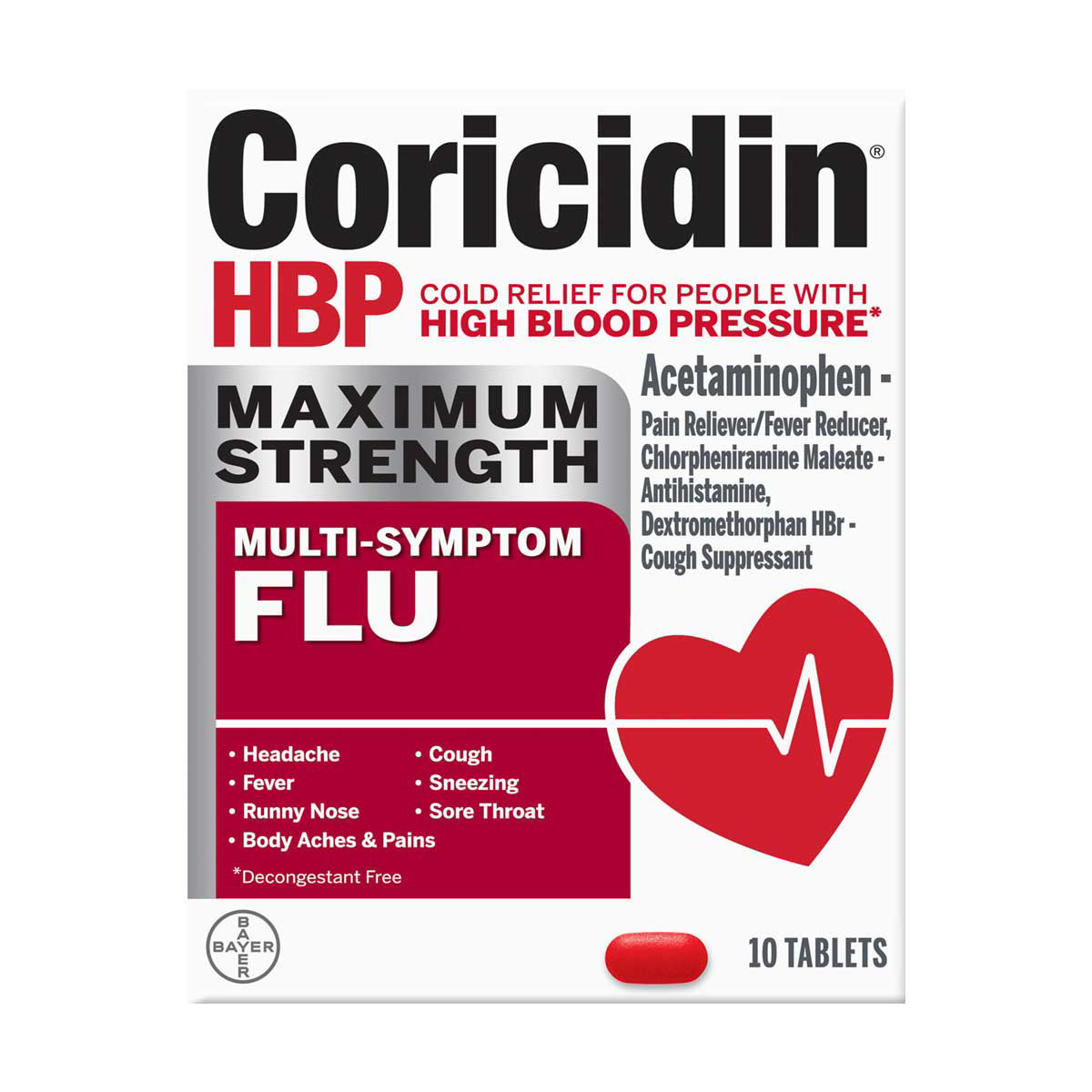 Coricidin Hbp, DecongestantFree Cold Symptom Relief For People With High Blood Pressure