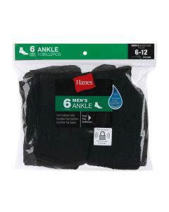 Hanes Men's Ankle Socks, BLACK, 6 US : : Clothing, Shoes