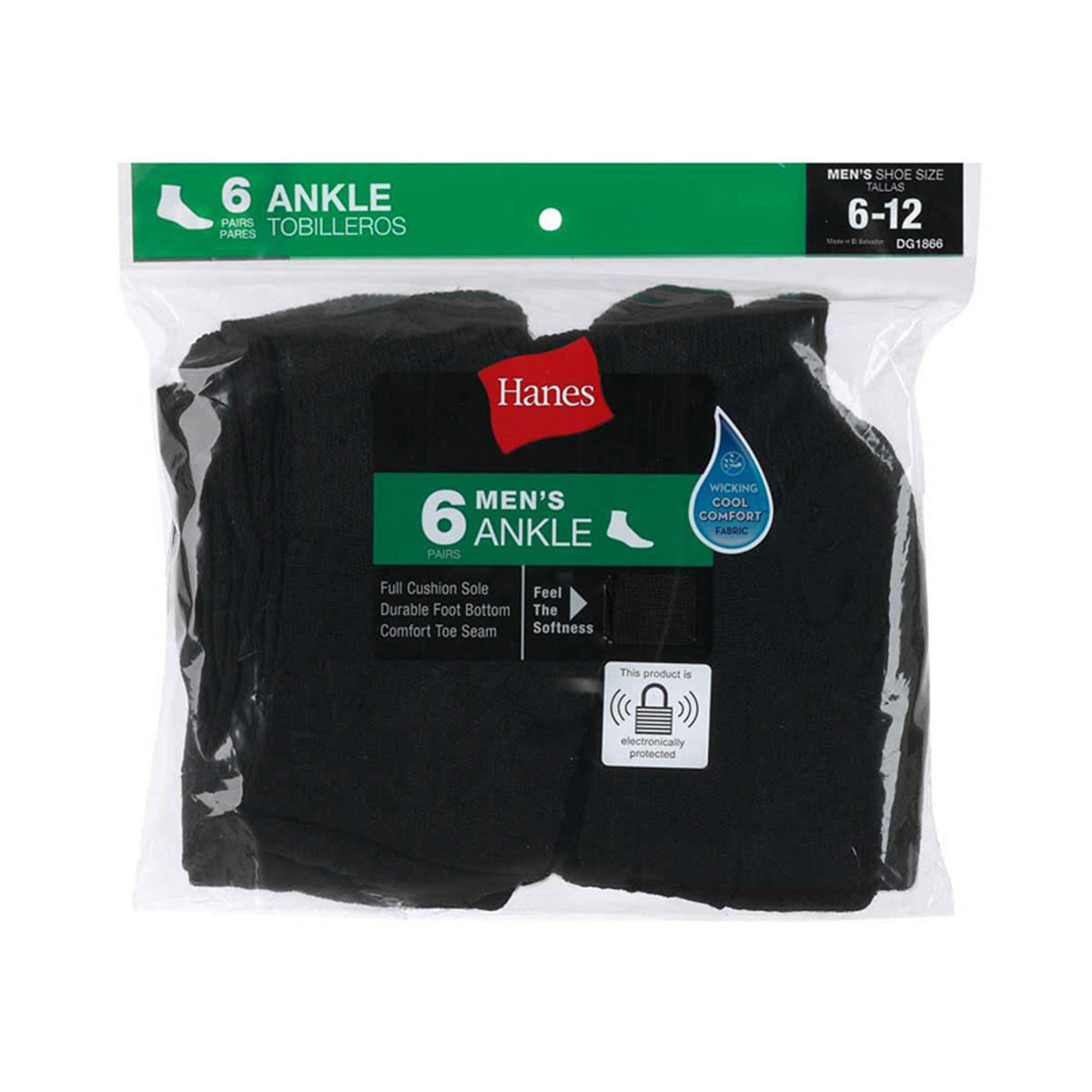 Hanes Men's Ankle Socks, BLACK, 6 US : : Clothing, Shoes