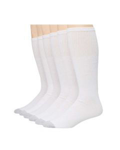 Hanes Men's Over The Calf Tube Socks- White 6 Pack, Shoe Size 6-12