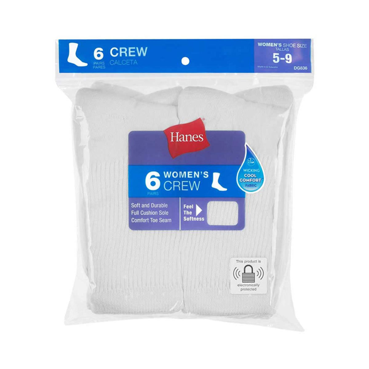 Hanes Ladies Crew Socks White