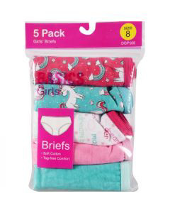 Girls Briefs Underwear 5 Count Size 8