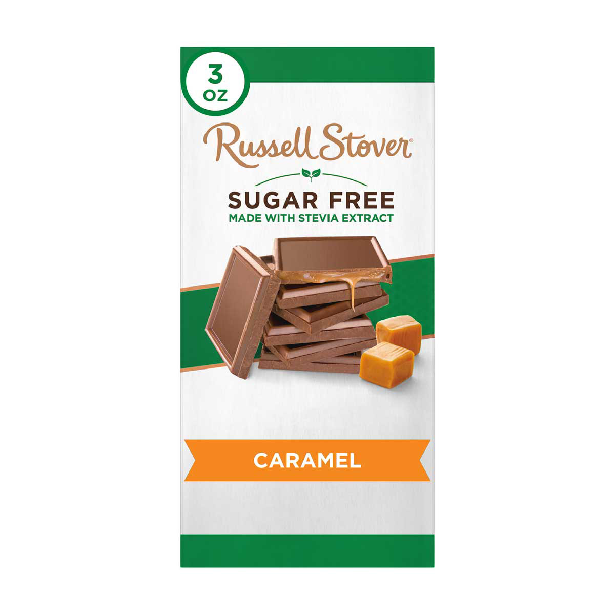 Russell Stover Sugar Free Caramel Chocolate Candy Squares, 20 oz