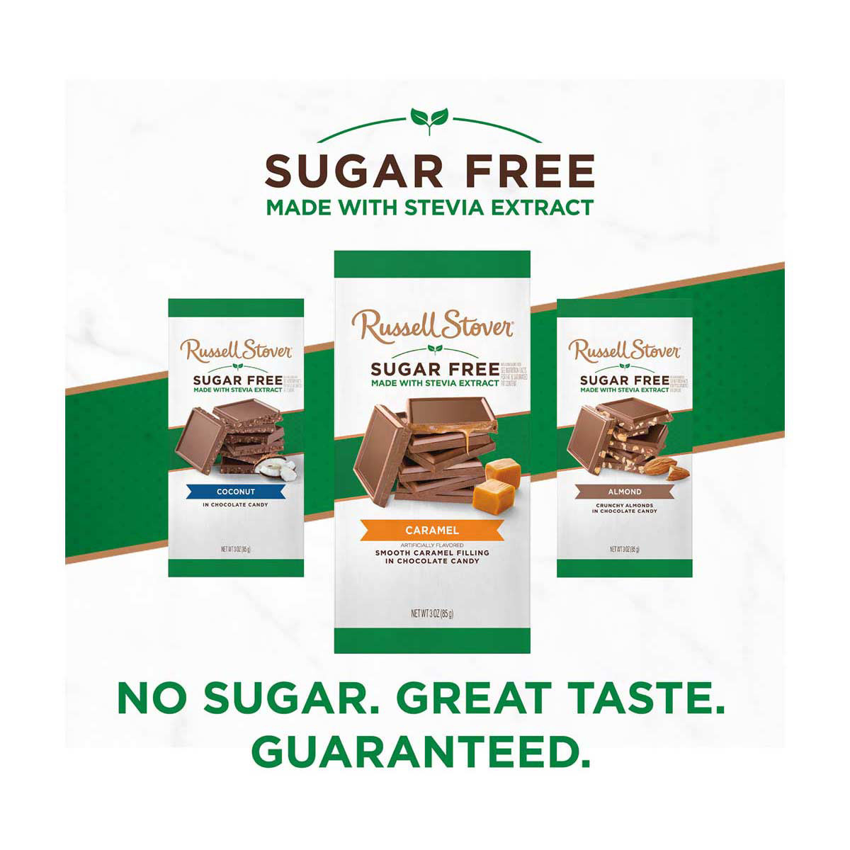 Russell Stover Sugar Free Caramel Chocolate Candy Squares, 20 oz