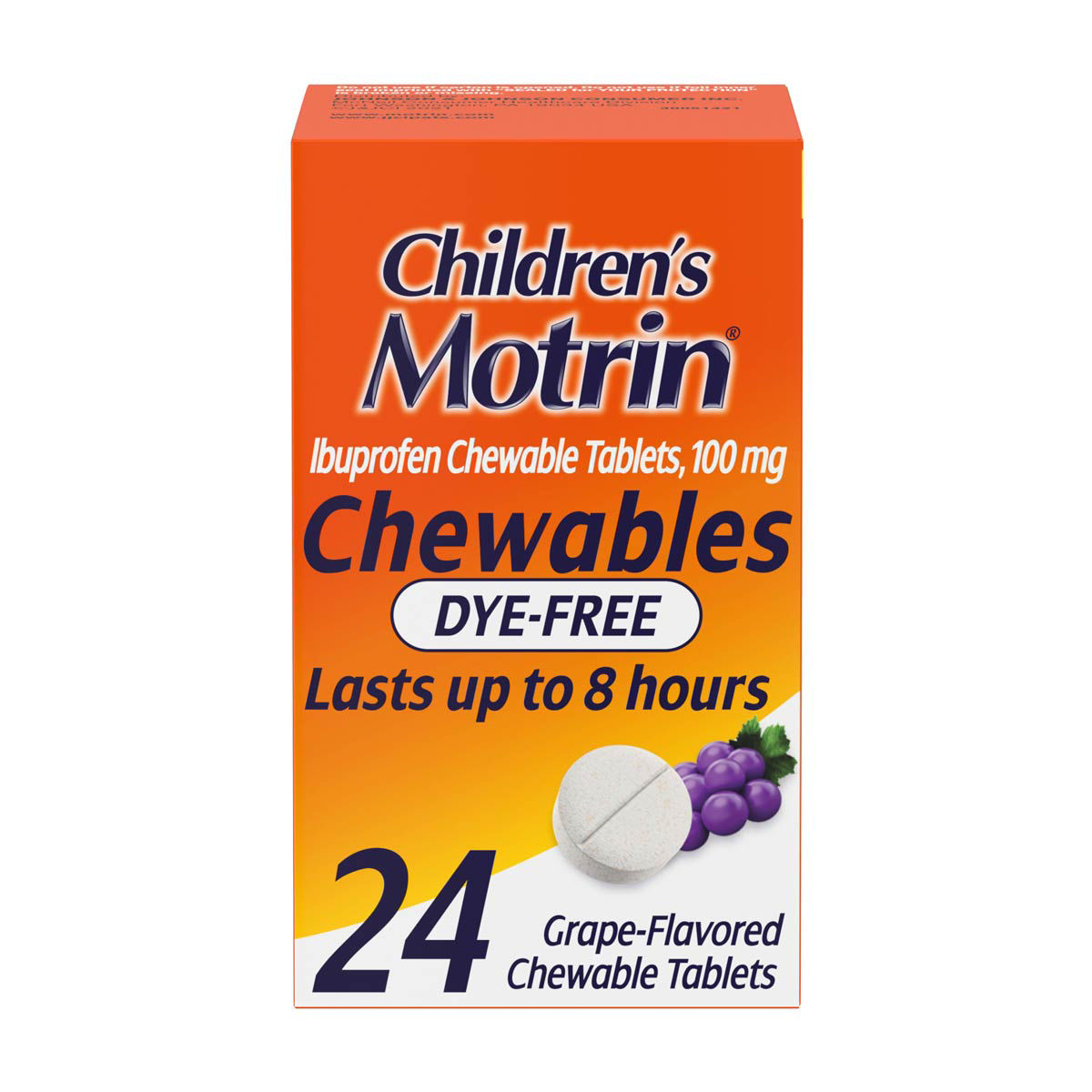 Children's Motrin Ibuprofen Chewable Tablets DyeFree 100 Mg Grape