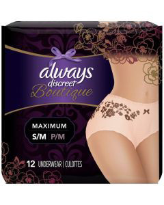 Always Discreet Boutique Low-Rise Incontinence Underwear Size S/M