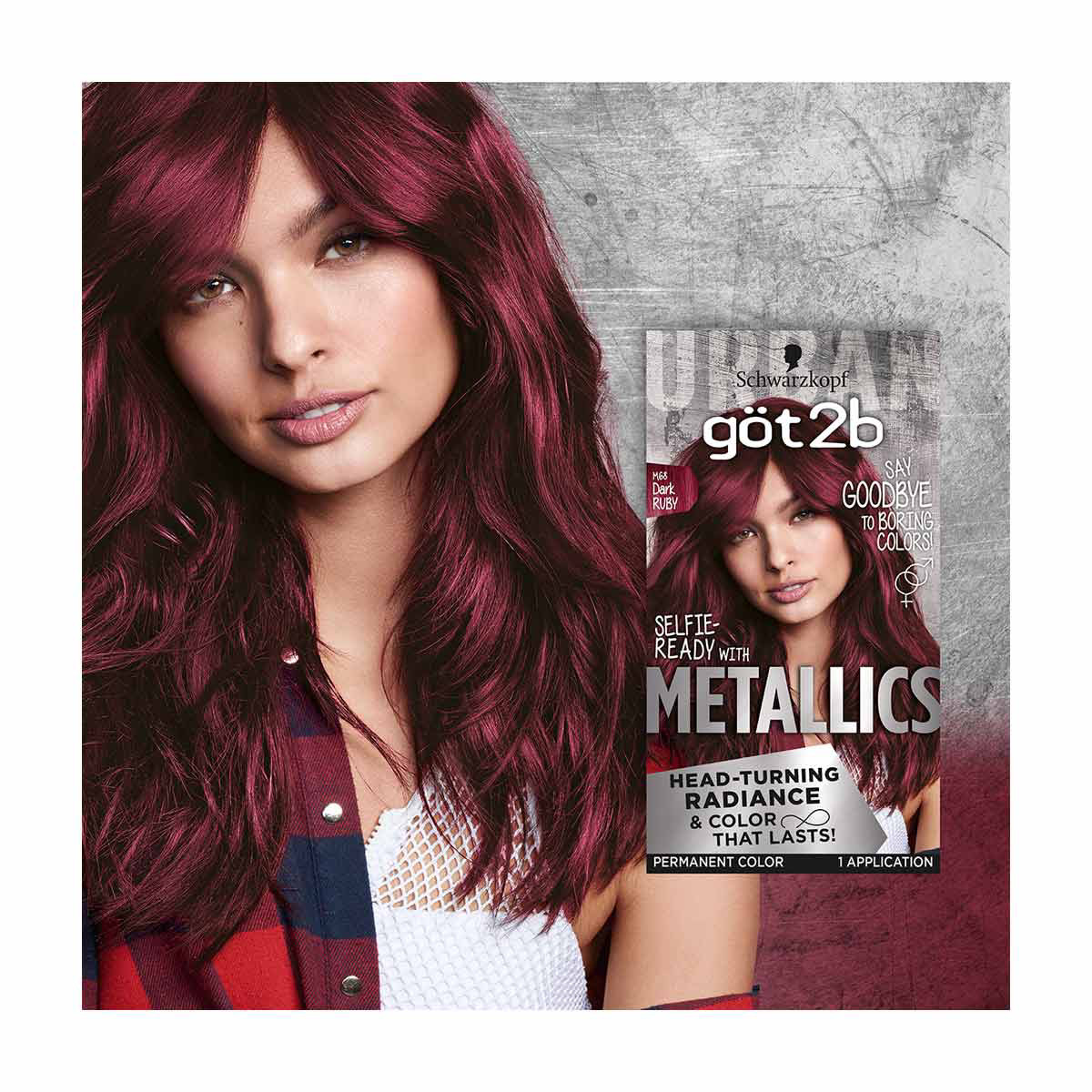 Got2b Metallics Permanent Hair Color M68 Dark Ruby