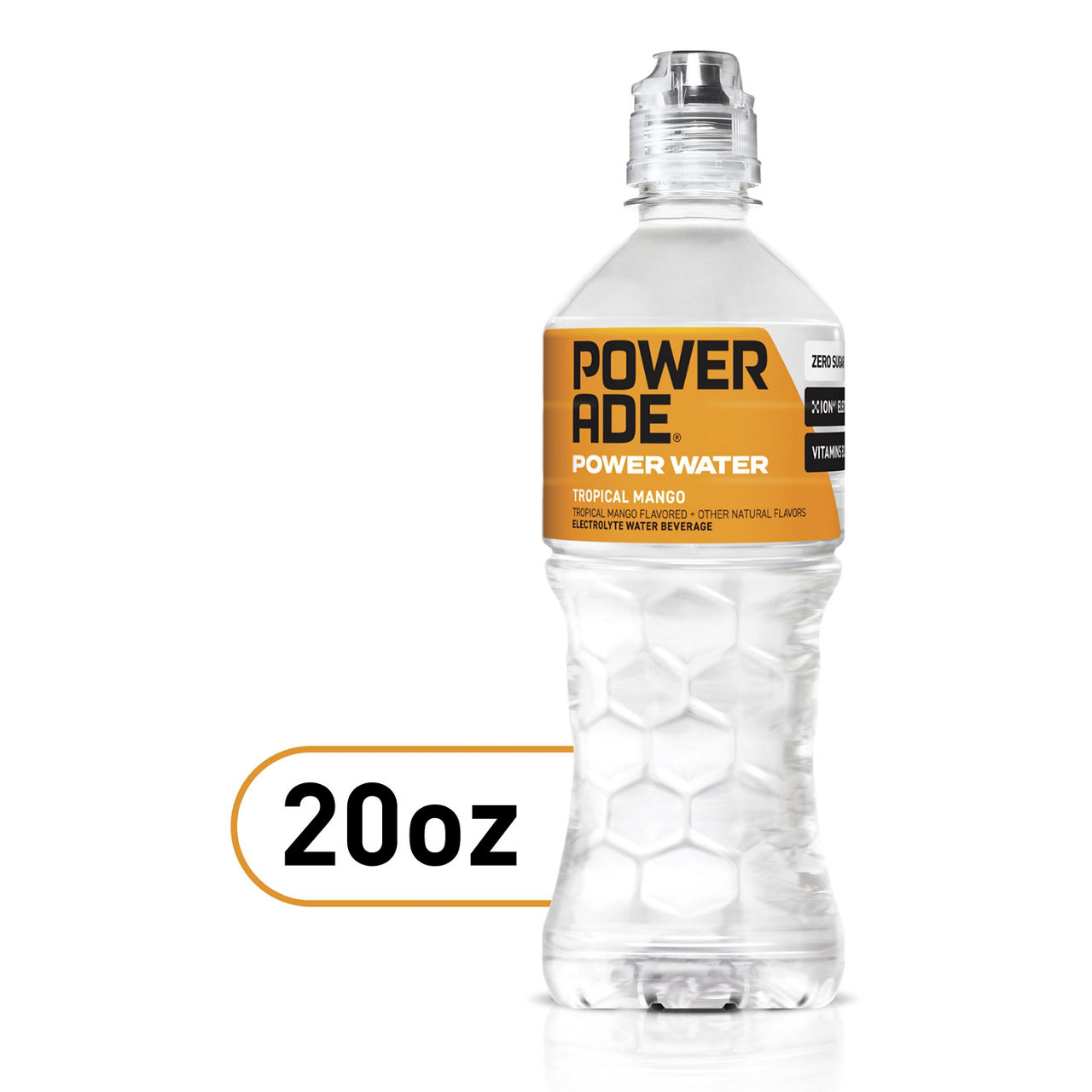 Powerade Power Water, Tropical Mango, Zero Sugar Zero Calorie Ion4