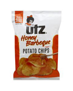 Utz Potato Chips, Honey Barbeque Flavored, Family Size, Pre-Priced $4.29, 9 oz
