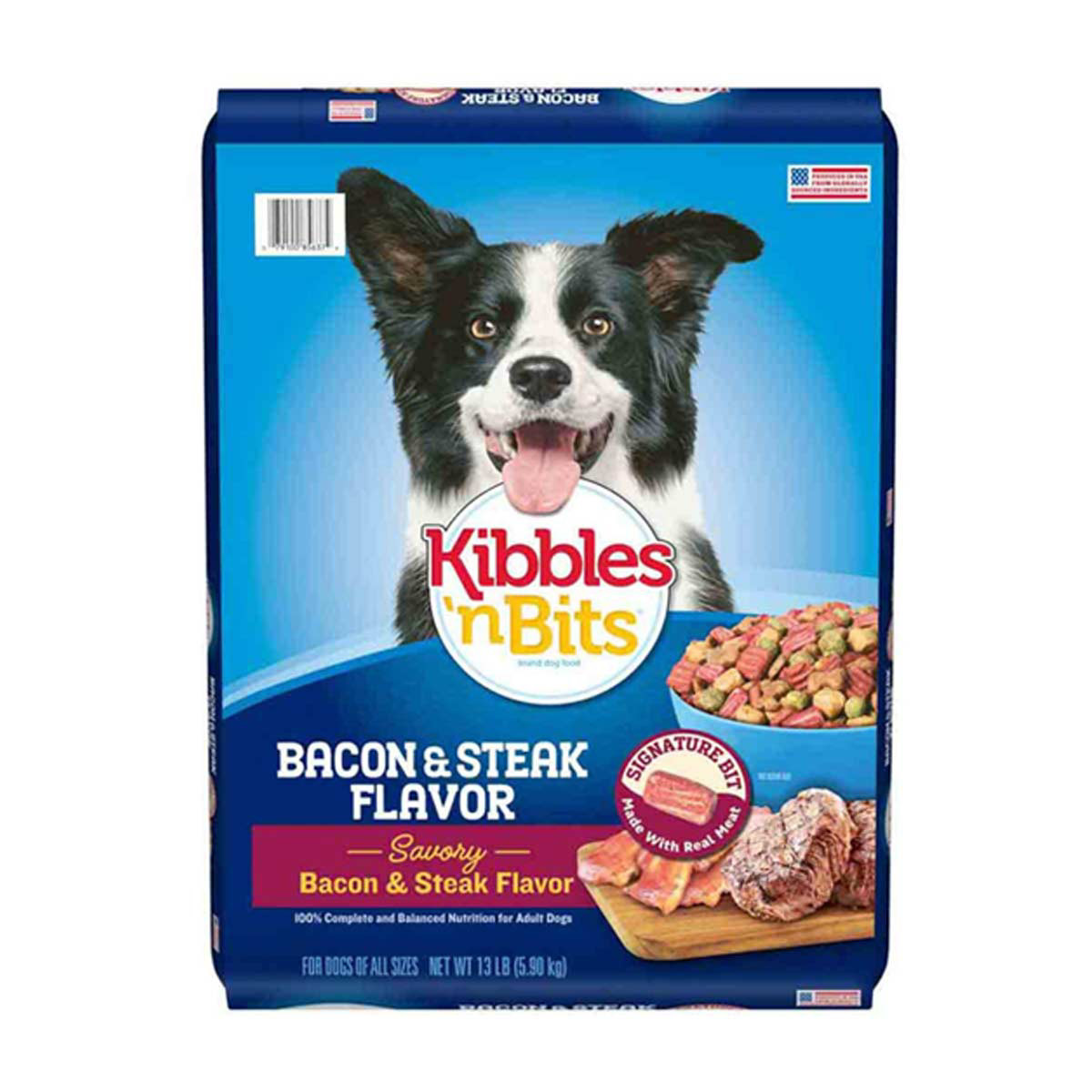 Kibbles N Bits Dog Food Savory Bacon Steak Flavor 13 Lb Bag